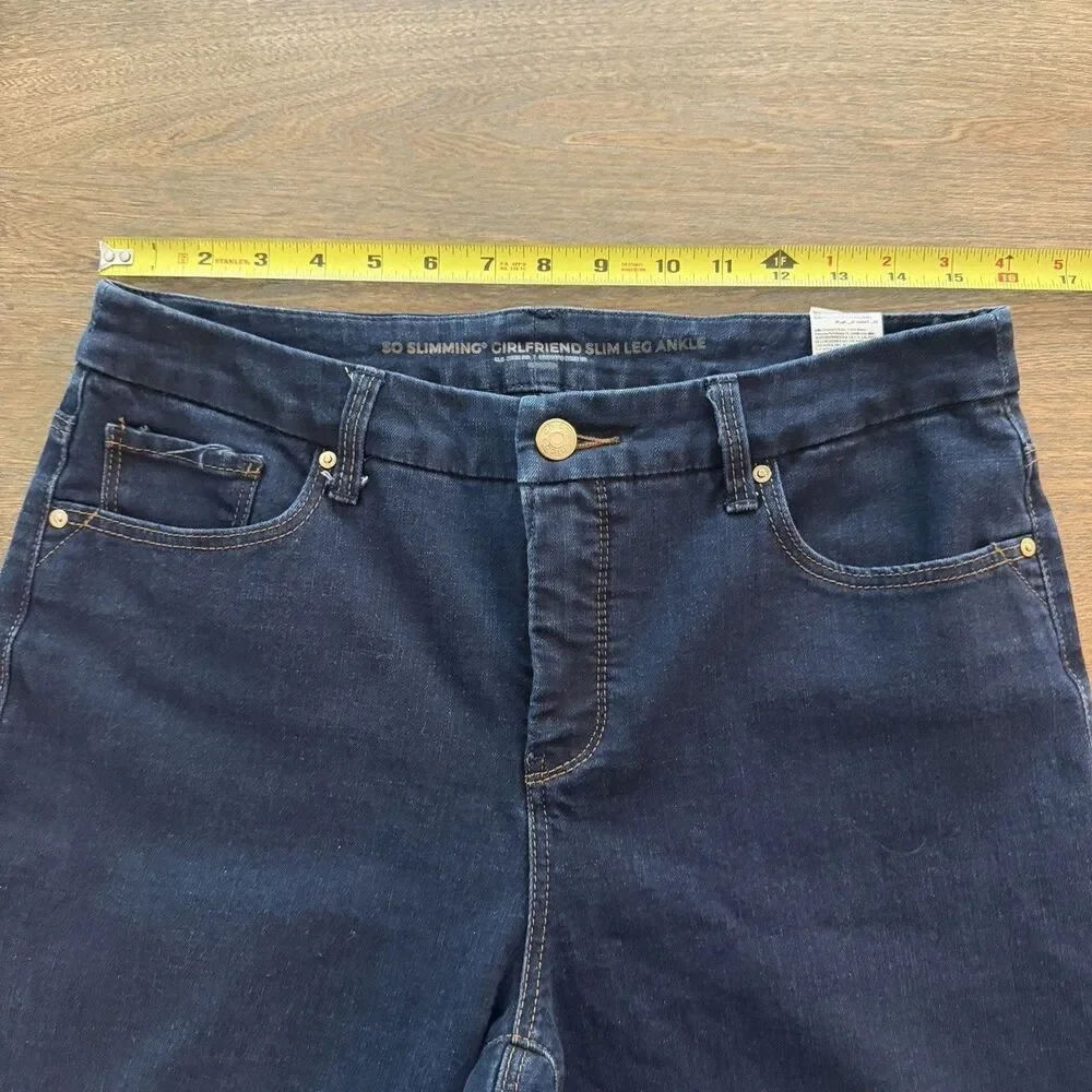 Chico's So Slimming Girlfriend Ankle Jeans Blue Denim Stretch Size 8